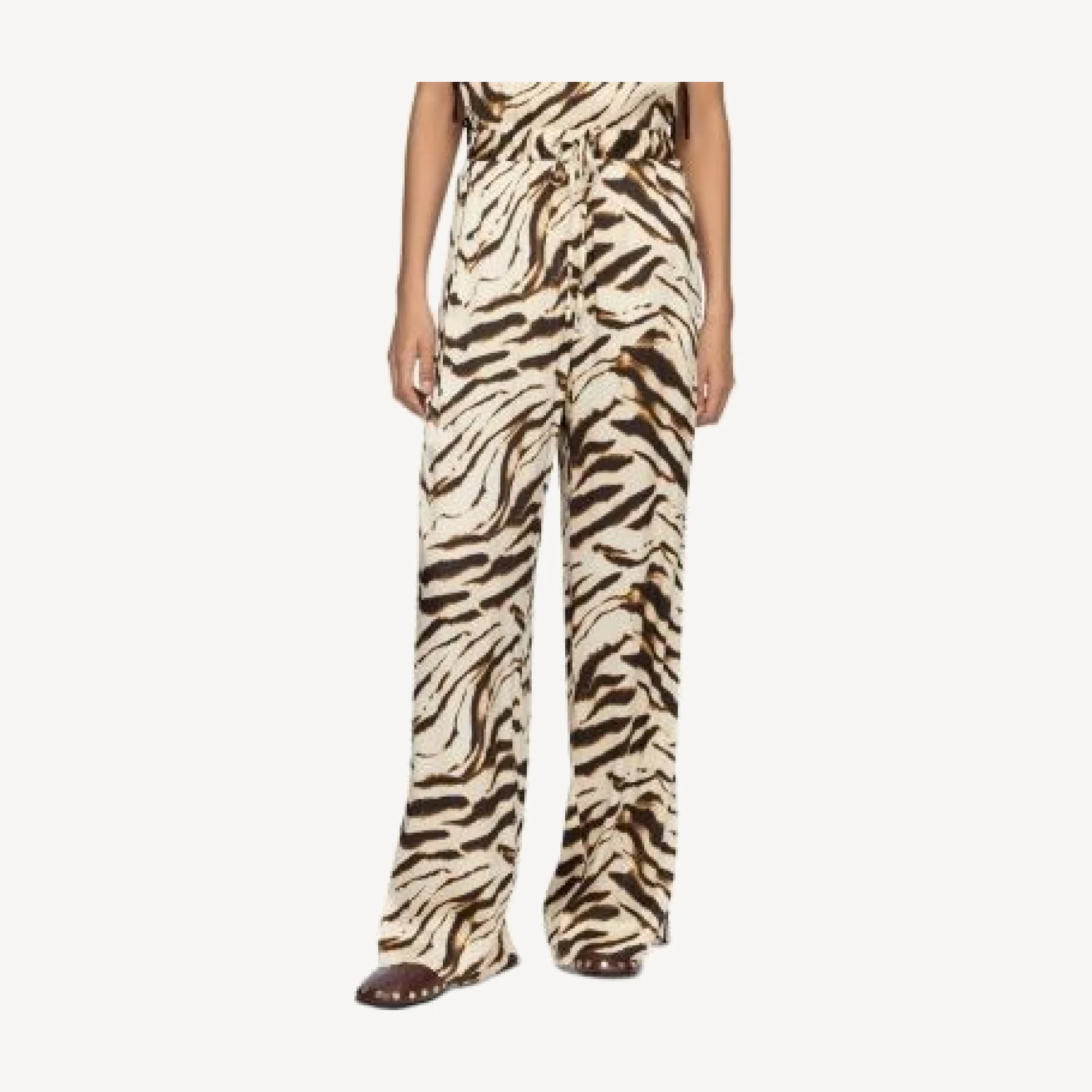 Ganni Zebra Print Satin Trousers