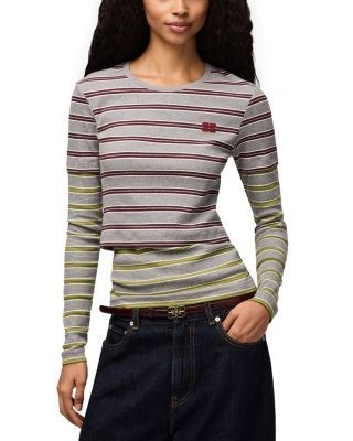 Ganni Double Stripe Cotton-Blend Top