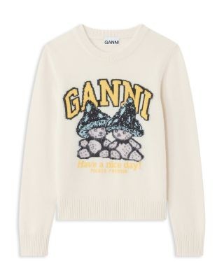 Ganni Mushroom Teddy Crewneck Sweater