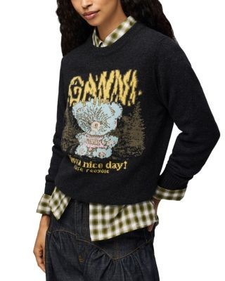 Ganni Forest Teddy Crewneck Sweater