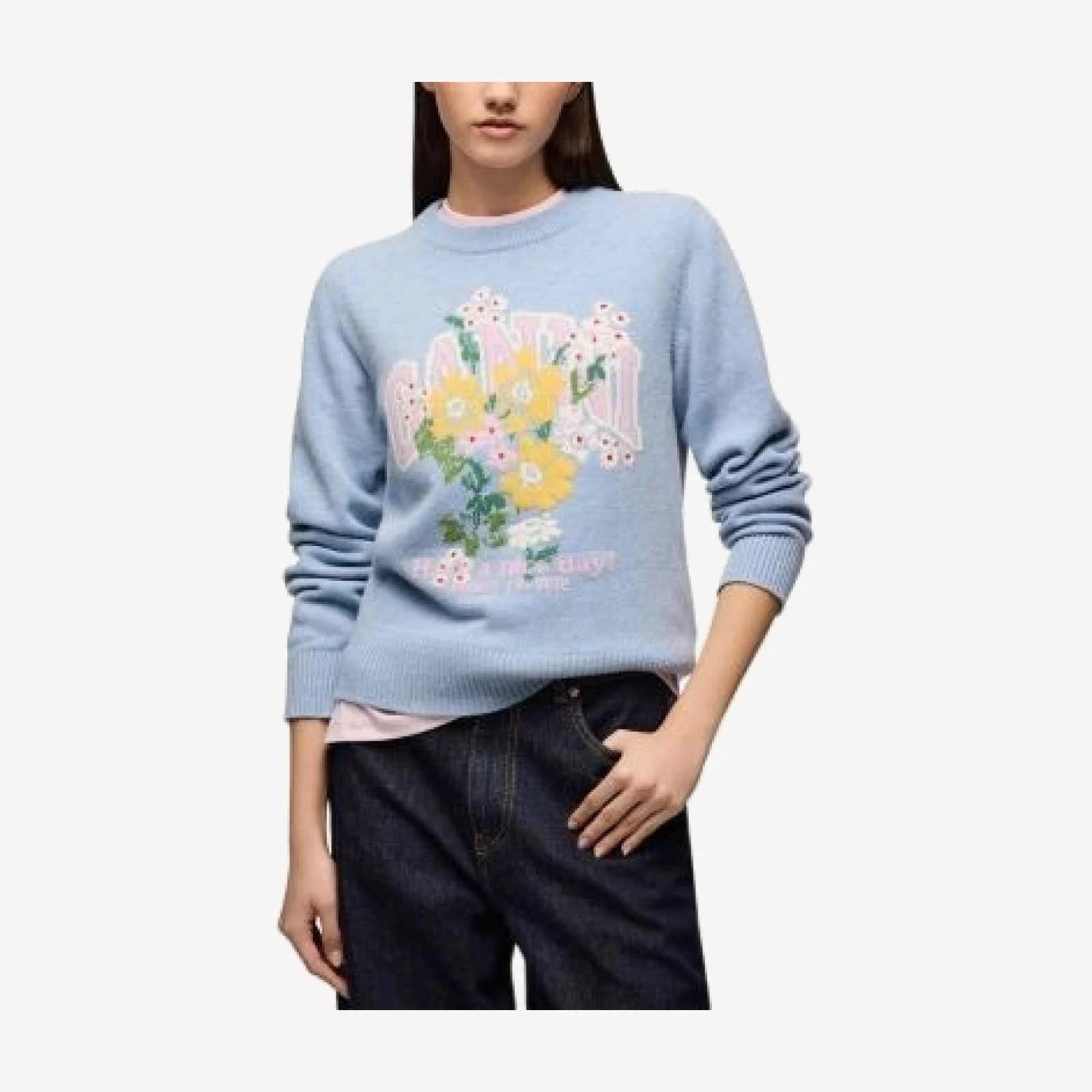 Ganni Flower Logo Crewneck Sweater