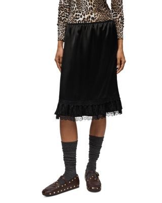 Ganni Satin Frill Hem Skirt