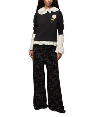 Ganni Crochet Applique Crewneck Sweater