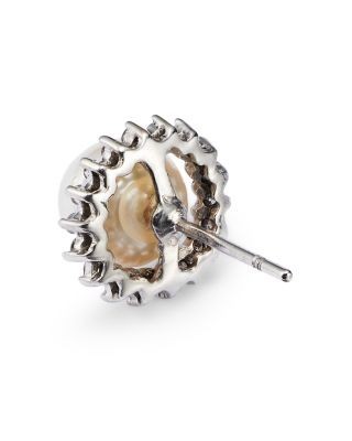 Cultured Akoya Pearl Stud Earrings with Diamonds in 14K White Gold, 6.5mm