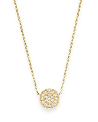 Diamond Pave Disk Pendant in 14K Yellow Gold, 0.25 tcw