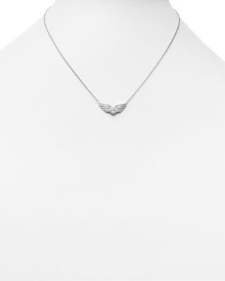 Diamond Wing Necklace in 14K White Gold, .30 tcw