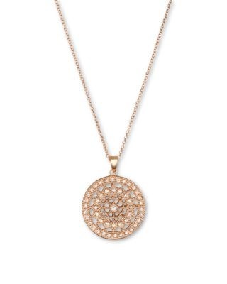 Diamond Medallion Pendant Necklace in 14K Rose Gold, .25 tcw