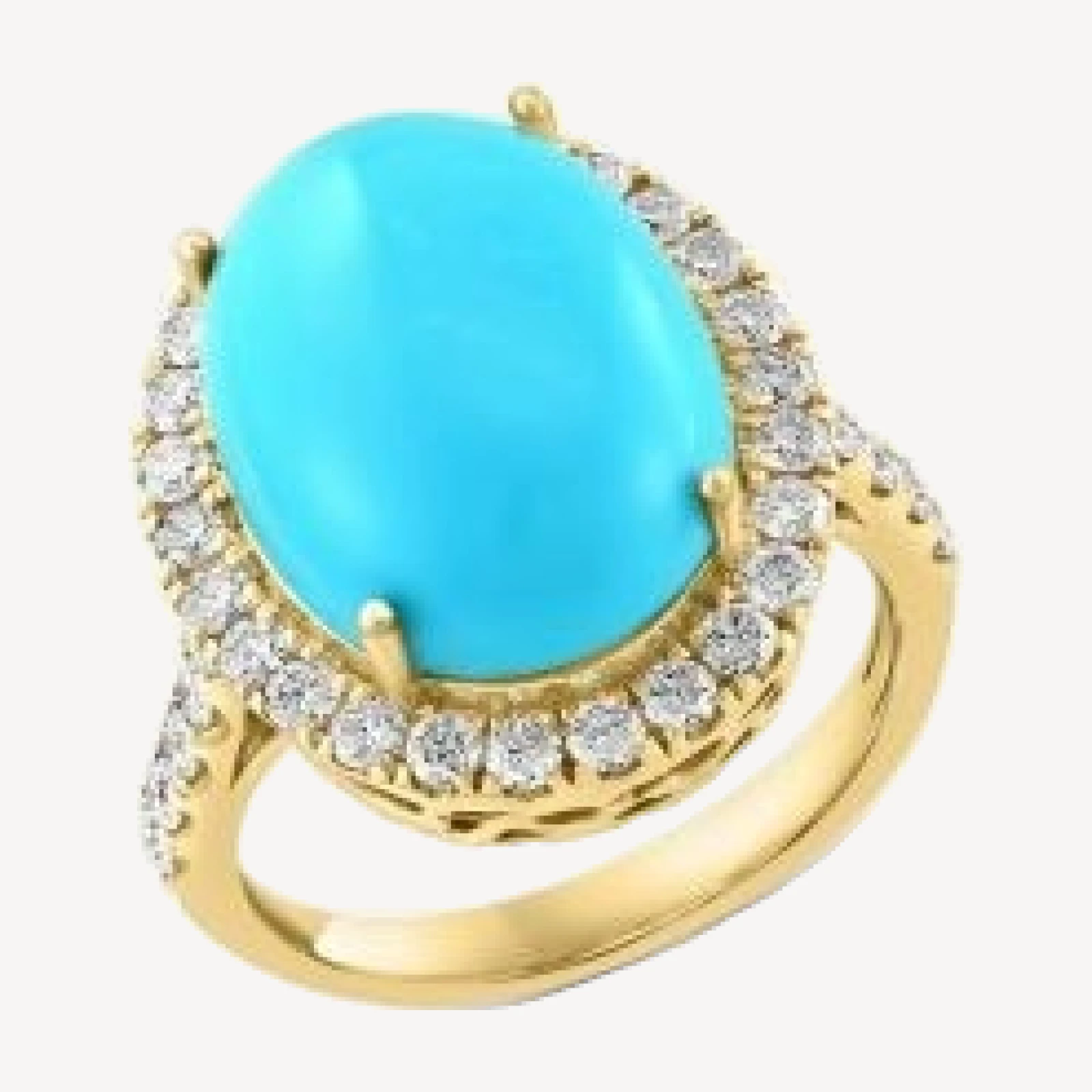 Bloomingdale's Fine Collection Turquoise & Diamond Cabochon Halo Ring in 14K Yellow Gold