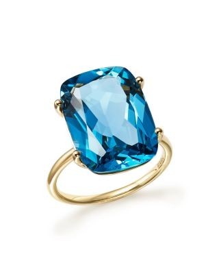 London Blue Topaz Statement Ring in 14K Yellow Gold