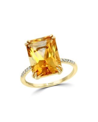 Bloomingdale's Fine Collection Citrine & Diamond Statement Ring in 14K Yellow Gold