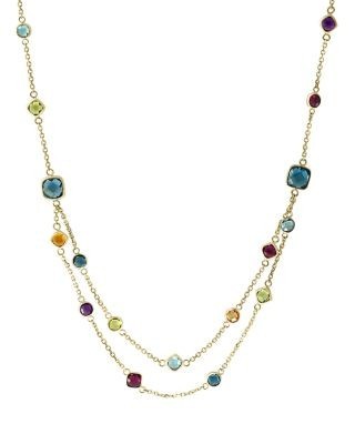 Bloomingdale's Fine Collection Rainbow Gemstone Station Necklace in 14K Yellow Gold, 18