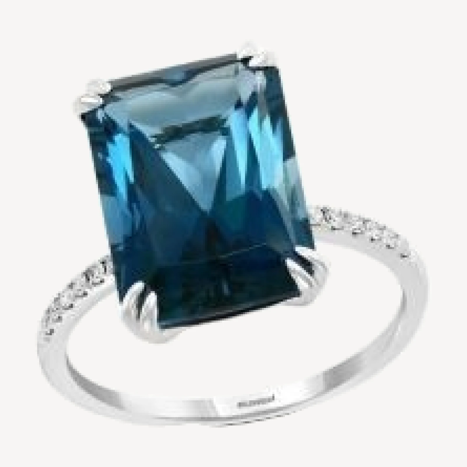 Bloomingdale's Fine Collection London Blue Topaz & Diamond Statement Ring in 14K White Gold