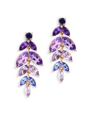 Bloomingdale's Fine Collection Multi Gemstone Leaf Drop Earrings in 14K Rose Gold