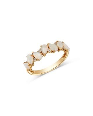 Bloomingdale's Fine Collection Opal & Diamond Band Ring in 14K Yellow Gold
