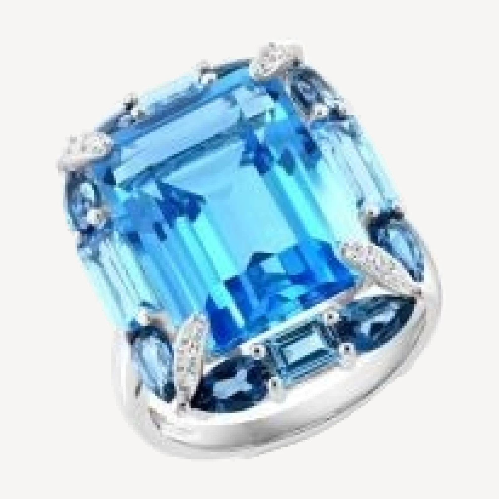 Bloomingdale's Fine Collection Blue Topaz & Diamond Ring in 14K White Gold