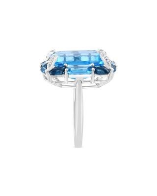 Bloomingdale's Fine Collection Blue Topaz & Diamond Ring in 14K White Gold