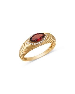 Bloomingdale's Fine Collection Garnet & Diamond Marquis Halo Ring in 14K Yellow Gold