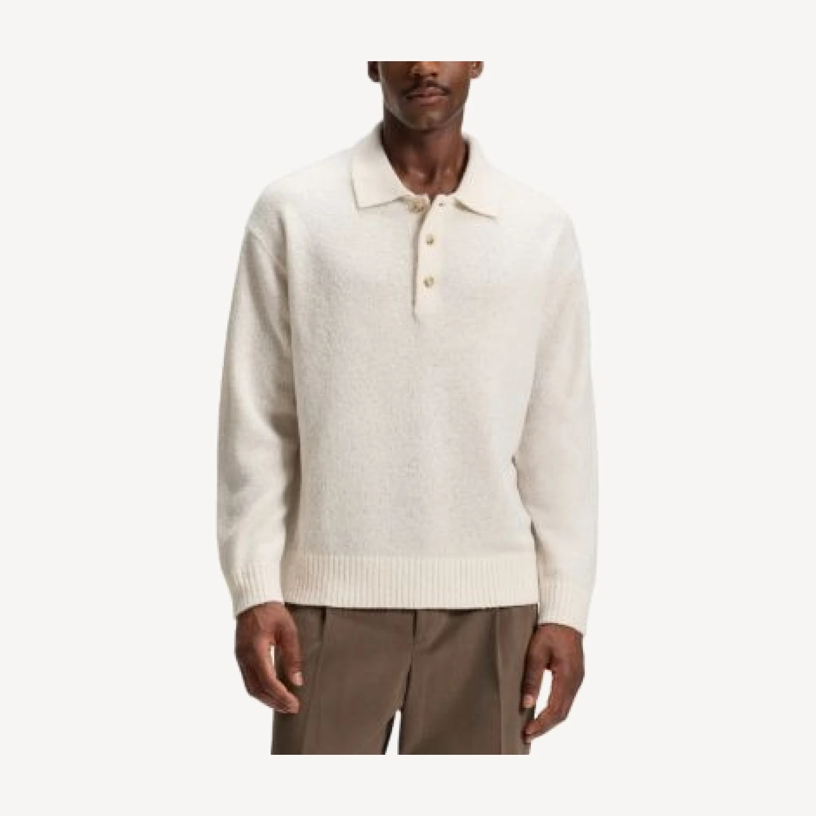 Boss Hadone Relaxed Fit Wool Polo Sweater