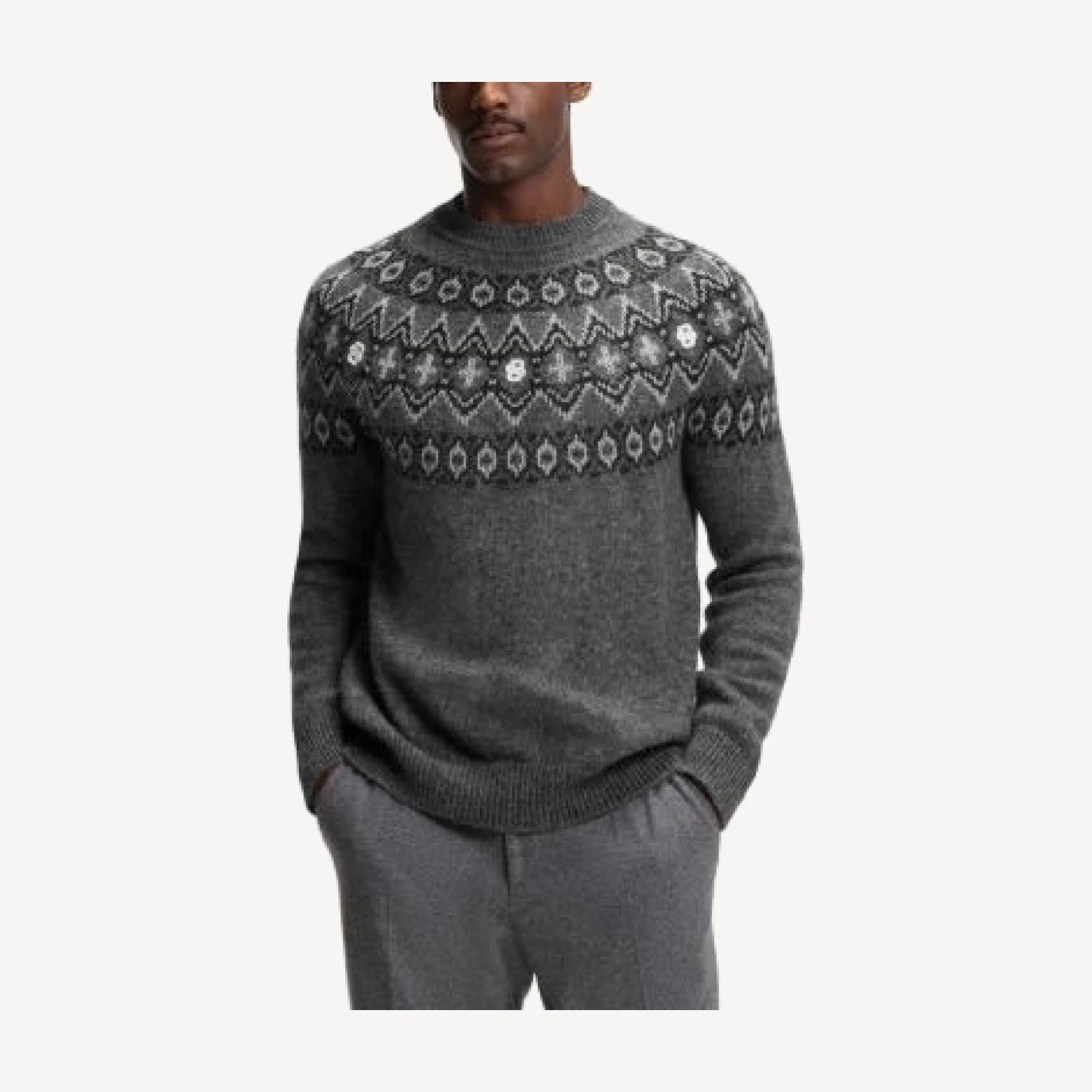 Boss Hisle Relaxed Fit Fair Isle Sweater