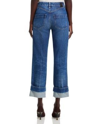 Boss Parkway High Rise Slim Straight Jeans in Dark Blue