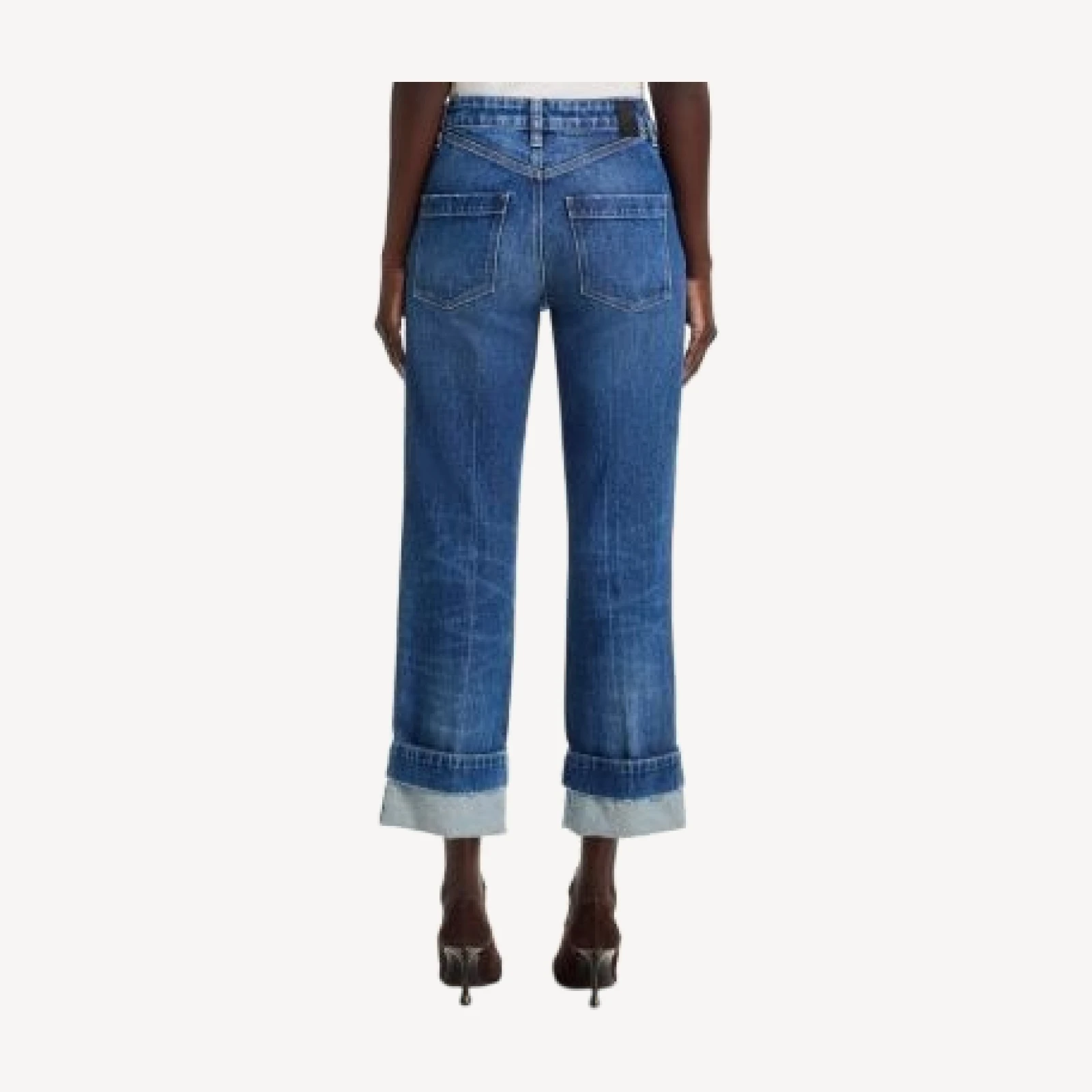 Boss Parkway High Rise Slim Straight Jeans in Dark Blue