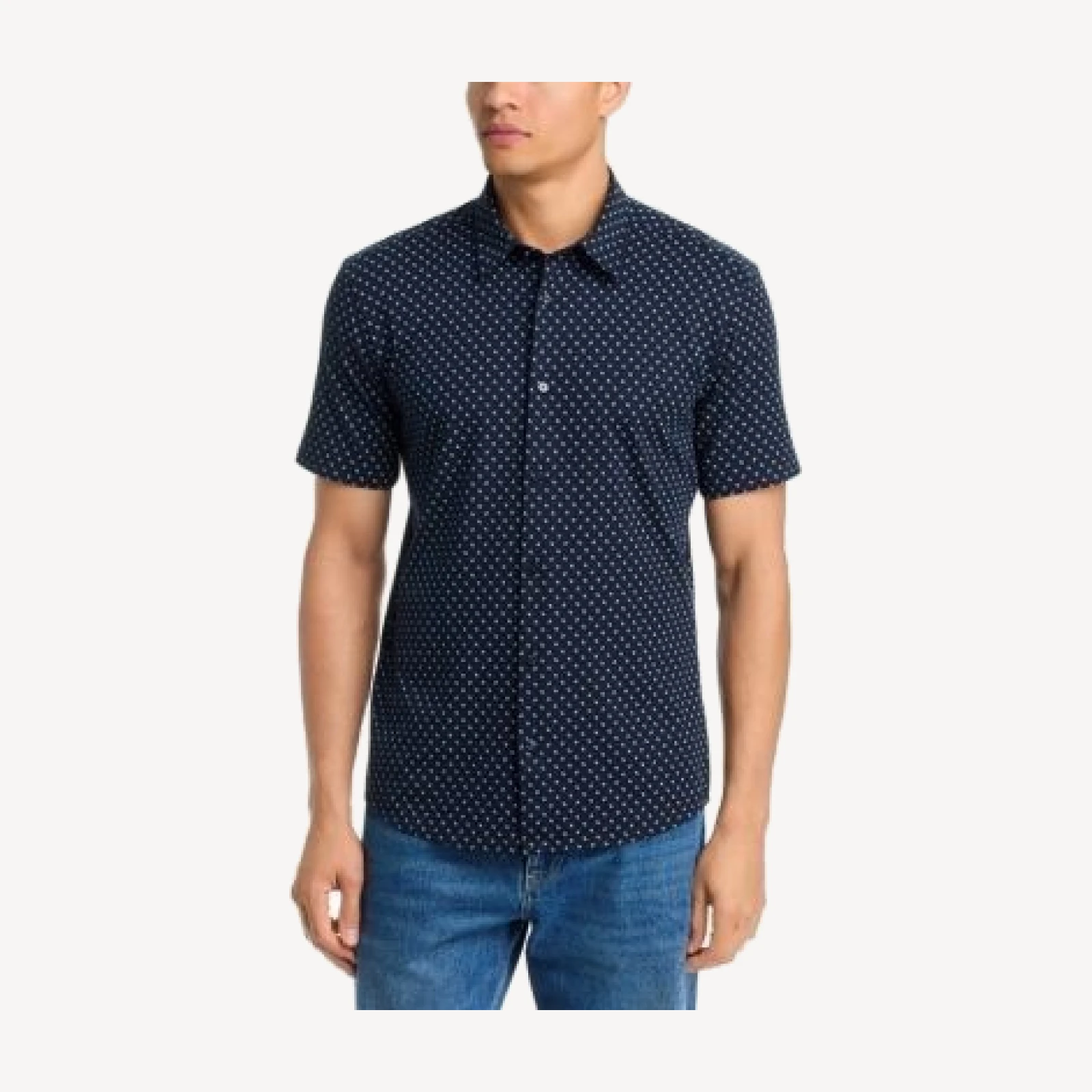 Boss Roan Kent Collar Slim Fit Cotton Blend Patterned Shirt
