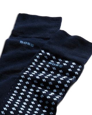 Boss Mini Pattern Crew Socks, Pack of 2