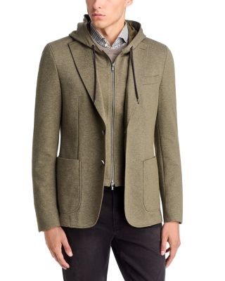 Boss Hanry Slim Fit Sport Coat & Removable Drawstring Bib Hoodie