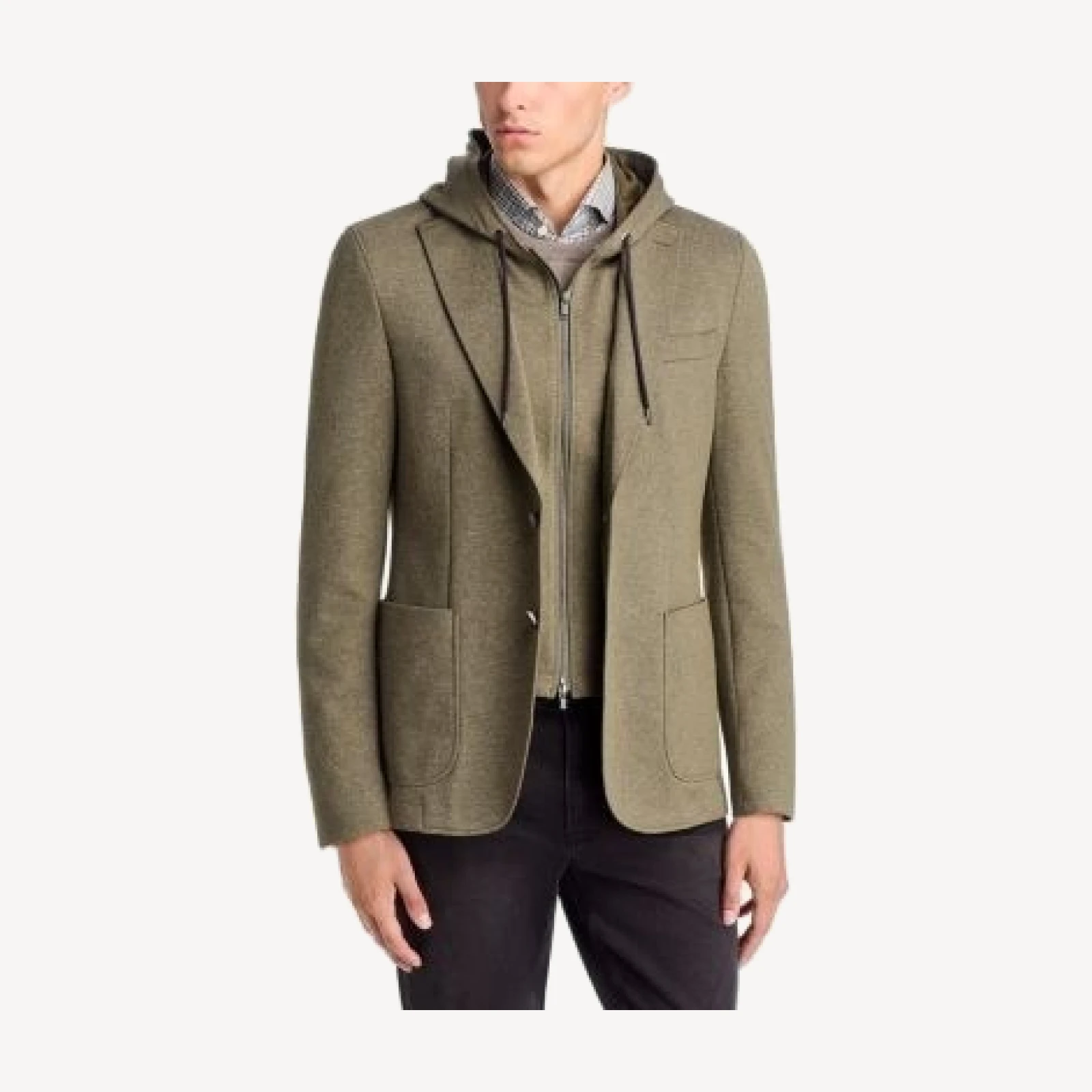 Boss Hanry Slim Fit Sport Coat & Removable Drawstring Bib Hoodie
