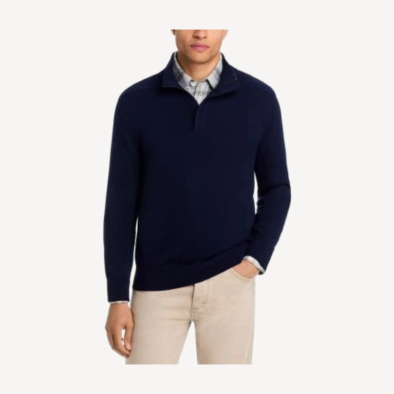 Boss Liorman Wool & Cotton Zip Neck Sweater