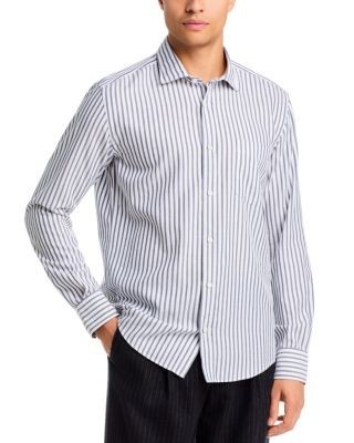 Boss Rob Spread Collar Stripe Cotton Shirt