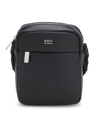 Boss Ray Pebble Logo Zip Reporter Bag