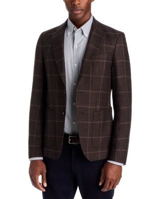 Boss Hutson Wool Slim Fit Windowpane Sport Coat