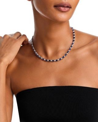 Bloomingdale's Fine Collection Blue Sapphire & Diamond Collar Necklace in 14K White Gold, 16 - Exclusive