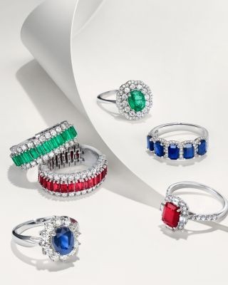 Bloomingdale's Fine Collection Emerald and Diamond Statement Ring in 14K White Gold