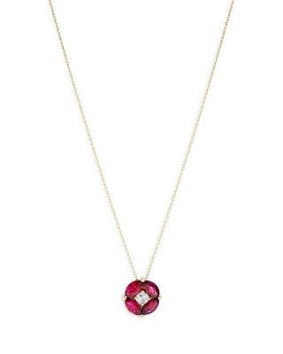 Bloomingdale's Fine Collection Ruby & Diamond Pendant Necklace in 14K Yellow Gold, 16