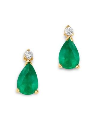 Bloomingdale's Fine Collection Stone & Diamond Pear Stud Earrings in 14K Yellow Gold
