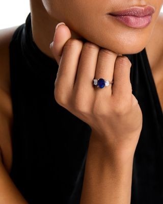 Sapphire and Diamond 3-Stone Ring in 14K White Gold - Exclusive
