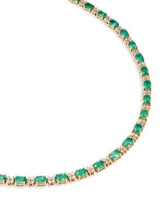 Bloomingdale's Fine Collection Emerald & Diamond Tennis Necklace in 14K Yellow Gold, 16