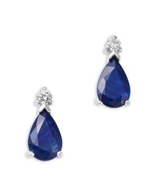 Bloomingdale's Fine Collection Blue Sapphire & Diamond Pear Stud Earrings in 14K White Gold