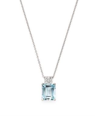 Bloomingdale's Fine Collection Aquamarine & Diamond Pendant Necklace in 14K White Gold, 16