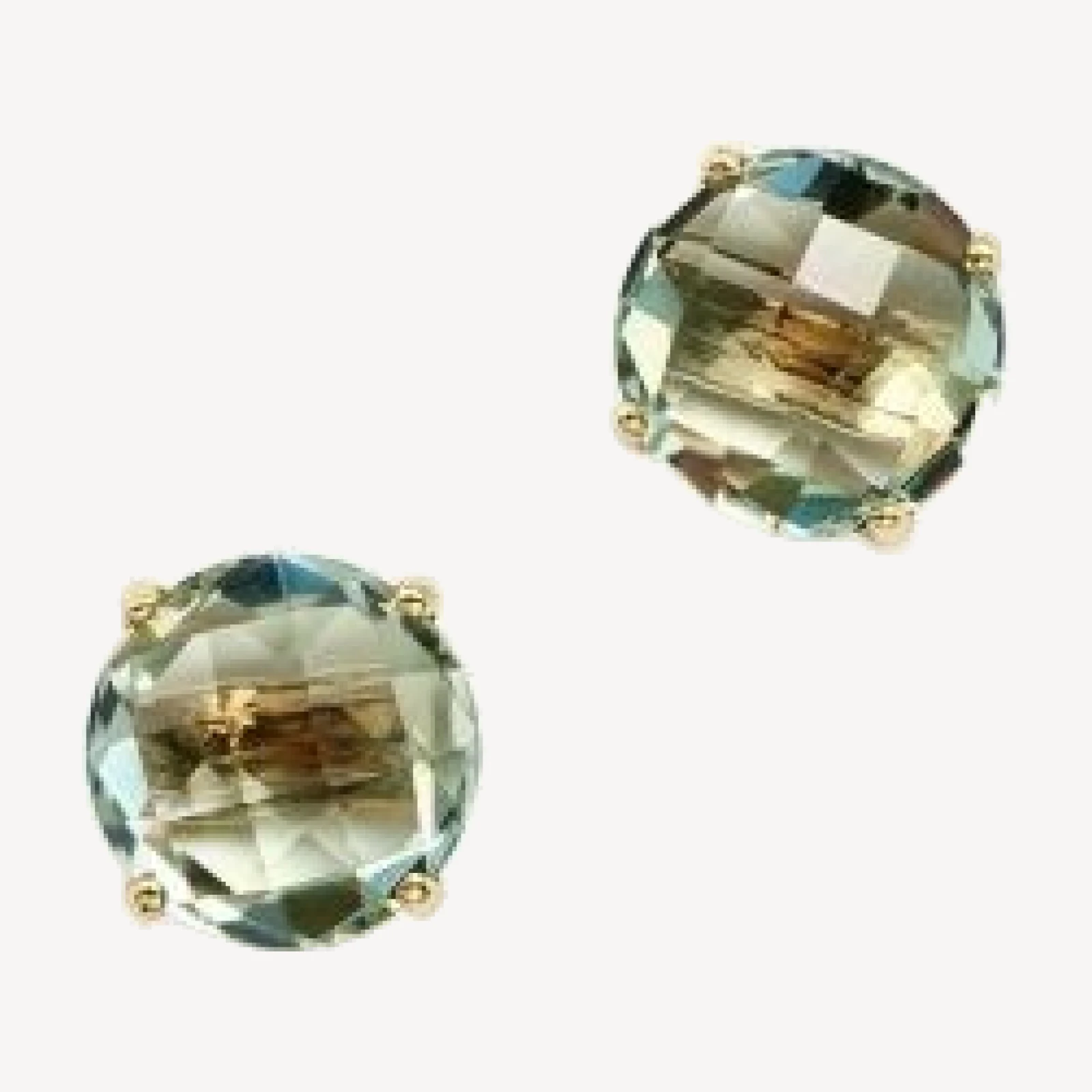 Prasiolite Briolette Stud Earrings in 14K Yellow Gold