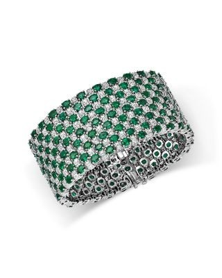 Bloomingdale's Fine Collection Luxe Collection Emerald & Diamond Multirow Bracelet in 14K White Gold