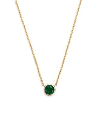 Bloomingdale's Fine Collection Emerald Bezel Pendant Necklace in 14K Yellow Gold, 16
