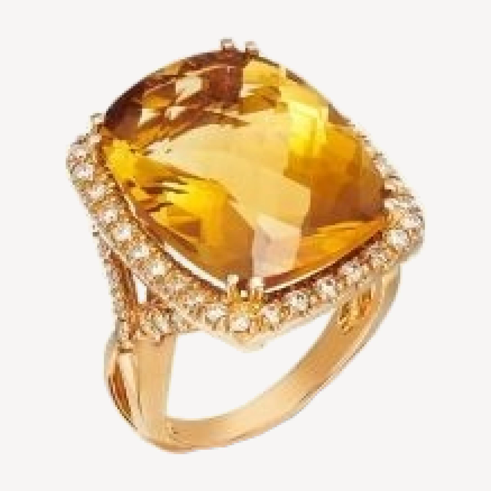 Bloomingdale's Fine Collection Citrine & Diamond Halo Ring in 14K Yellow Gold