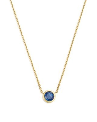 Bloomingdale's Fine Collection Blue Sapphire Bezel Pendant Necklace in 14K Yellow Gold, 16