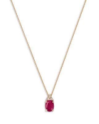 Bloomingdale's Ruby & Diamond Pendant Necklace in 14K Yellow Gold, 16