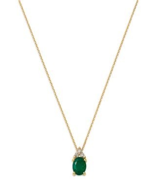 Bloomingdale's Fine Jewelry Emerald & Diamond Pendant Necklace in 14K Yellow Gold, 16