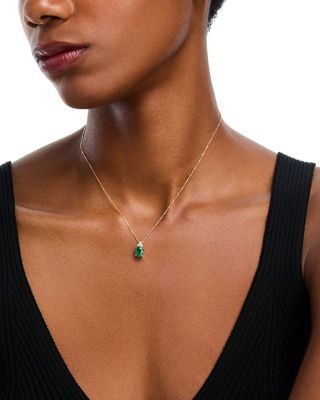 Bloomingdale's Fine Jewelry Emerald & Diamond Pendant Necklace in 14K Yellow Gold, 16