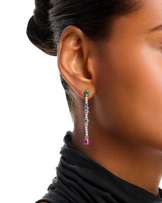 Bloomingdale's Fine Collection Ruby, Emerald & Rainbow Sapphire Drop Earrings in 14K White Gold